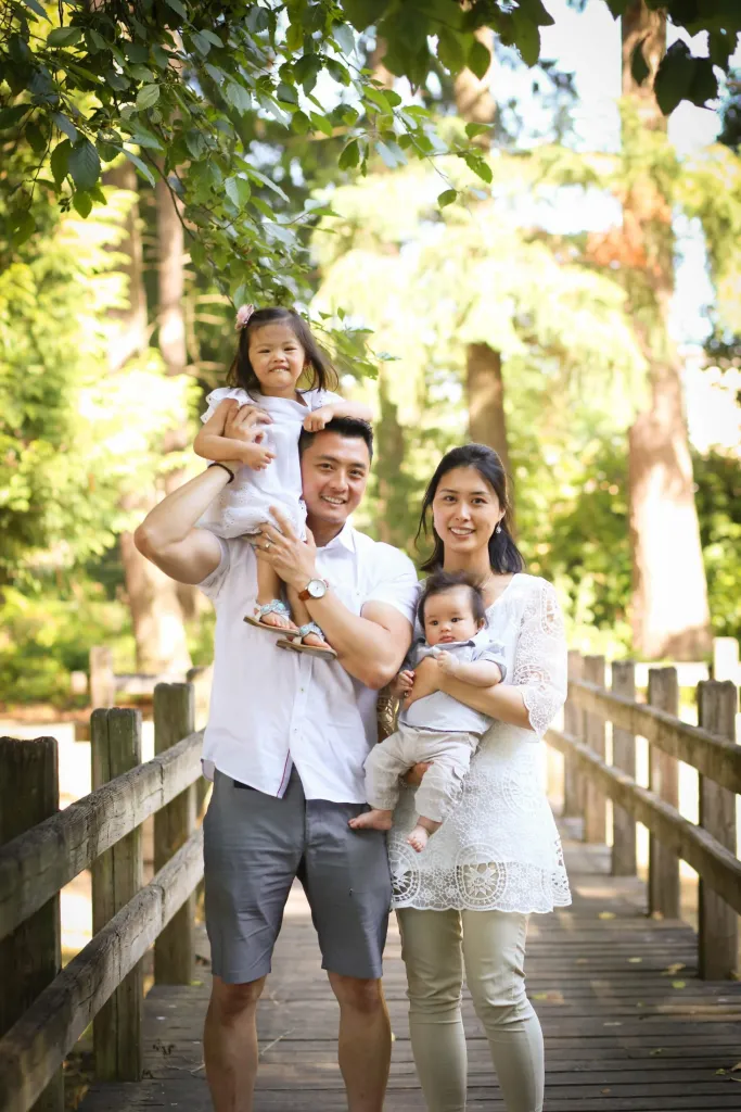 Dr. Patrick Wang with his wife and children